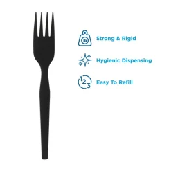 Dixie SmartStock Plastic Cutlery Refill, Series-O, Mediumweight Fork, Black, 40/Pack, 24 Packs/Carton