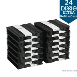 Dixie SmartStock Plastic Cutlery Refill, Series-O, Mediumweight Fork, Black, 40/Pack, 24 Packs/Carton