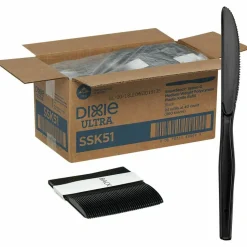 Dixie SmartStock Plastic Cutlery Refill, Series-O, Mediumweight Knife, Black, 40/Pack, 24 Packs/Carton