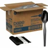 Dixie SmartStock Plastic Cutlery Refill, Series-O, Mediumweight Spoon, Black, 40/Pack, 24 Packs/Carton