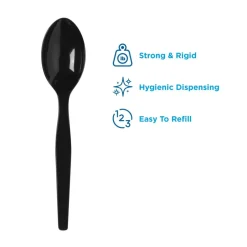 Dixie SmartStock Plastic Cutlery Refill, Series-O, Mediumweight Spoon, Black, 40/Pack, 24 Packs/Carton