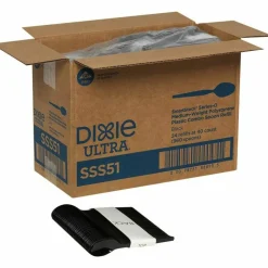 Dixie SmartStock Plastic Cutlery Refill, Series-O, Mediumweight Spoon, Black, 40/Pack, 24 Packs/Carton