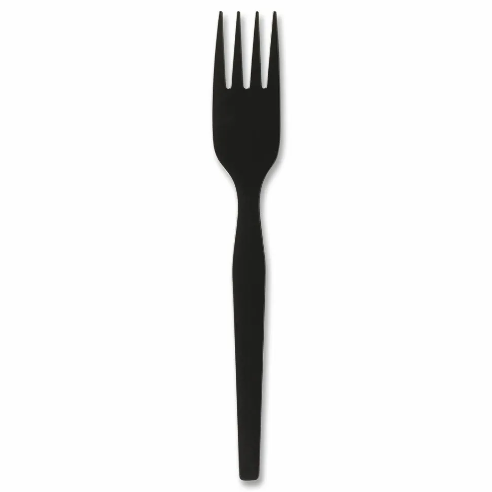 Dixie SmartStock Plastic Cutlery Refill, Series-O, Heavyweight Fork, Black, 40/Pack, 24 Packs/Carton
