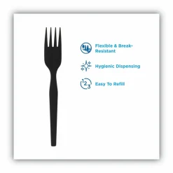 Dixie SmartStock Plastic Cutlery Refill, Series-O, Heavyweight Fork, Black, 40/Pack, 24 Packs/Carton