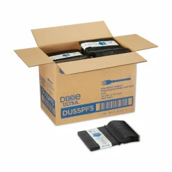 Dixie SmartStock Tri-Tower Dispensing System Polypropylene Cutlery, Mediumweight Fork, Plastic, Black, 40/Pack, 24 Packs/Carton