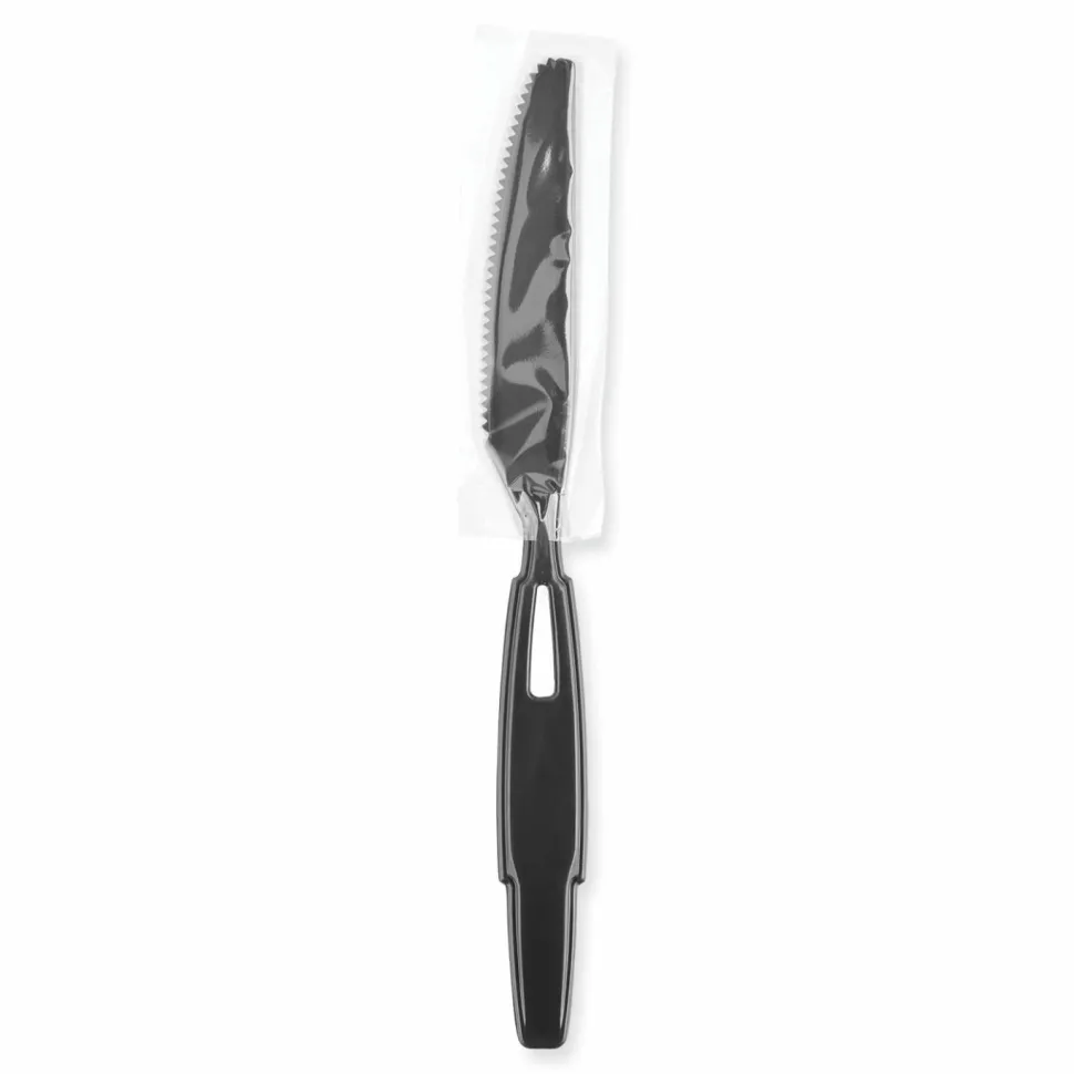 Dixie SmartStock Wrapped Heavyweight Cutlery Refill, Knife, Plastic, Black, 960/Carton