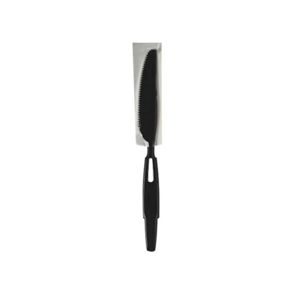 Dixie SmartStock Wrapped Heavyweight Cutlery Refill, Knife, Plastic, Black, 960/Carton