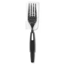 Dixie SmartStock Wrapped Heavyweight Cutlery Refill, Fork, Plastic, Black, 960/Carton