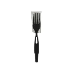 Dixie SmartStock Wrapped Heavyweight Cutlery Refill, Fork, Plastic, Black, 960/Carton