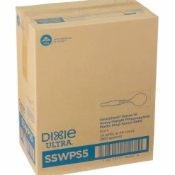 Dixie SmartStock Wrapped Heavyweight Cutlery Refill, Soup Spoon, Plastic, Black, 960/Carton