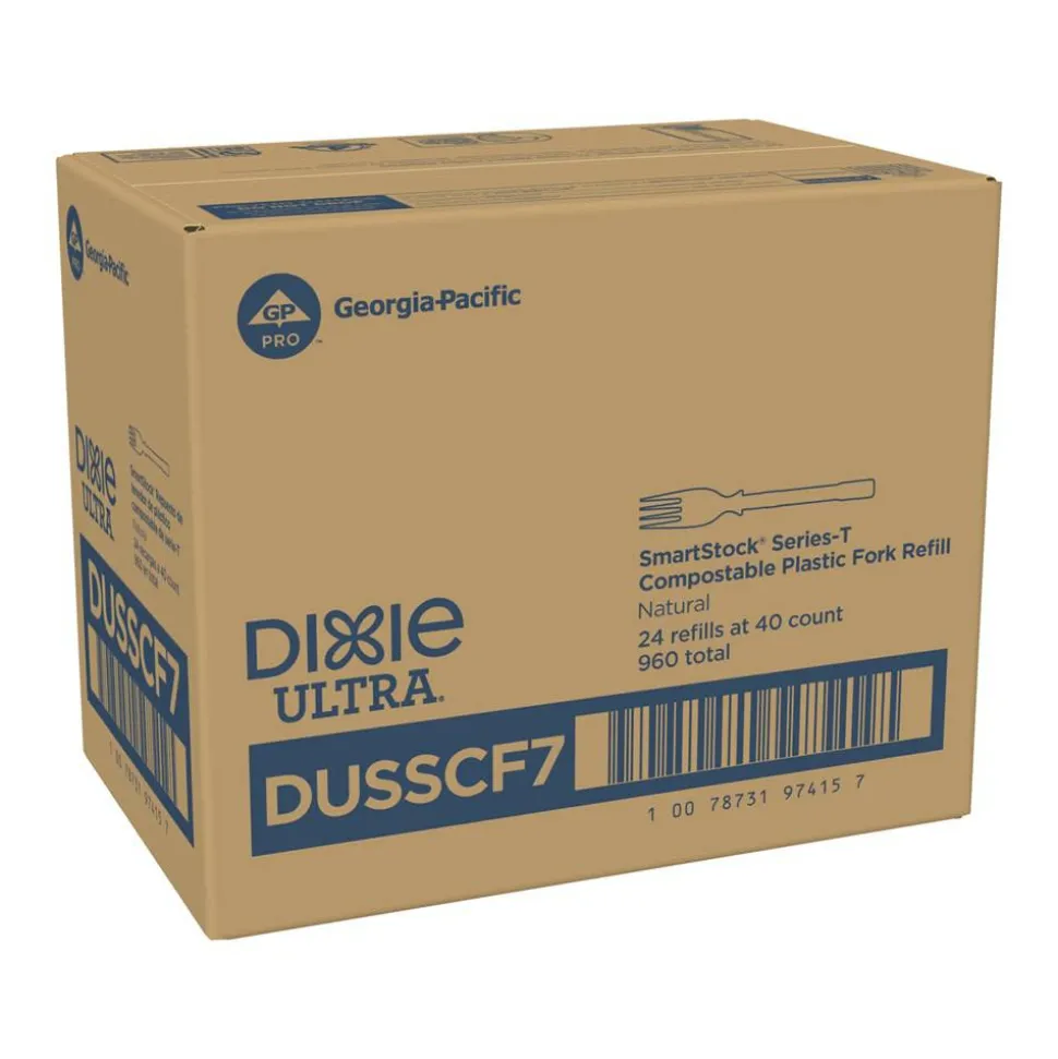 Dixie TriTower Forks, White, 40 Forks Per Box, Case Of 24 Boxes
