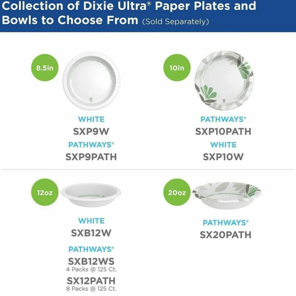Dixie Ultra 10-1/16" Heavy-Weight Paper Plates, Pathways, 125 Count