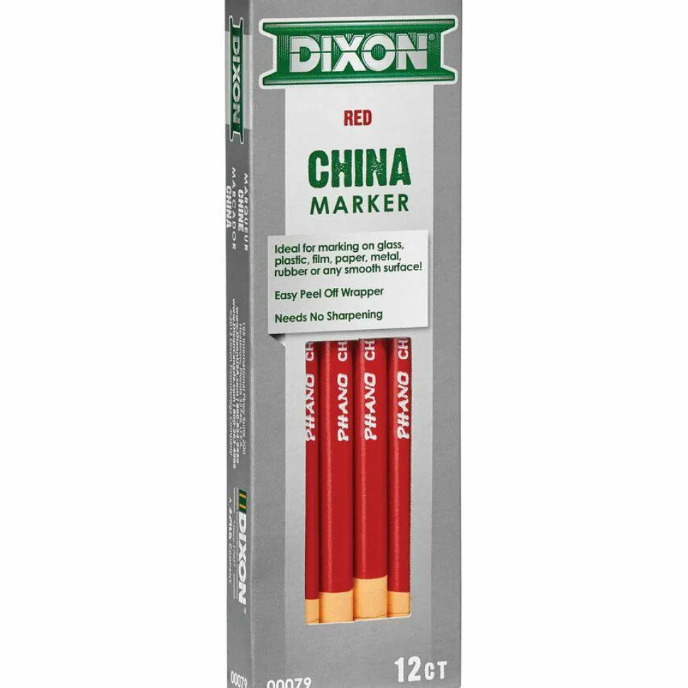 Dixon Phano China Markers, Red, Box Of 12