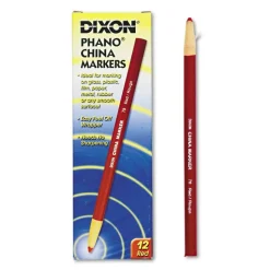 Dixon Phano China Markers, Red, Box Of 12