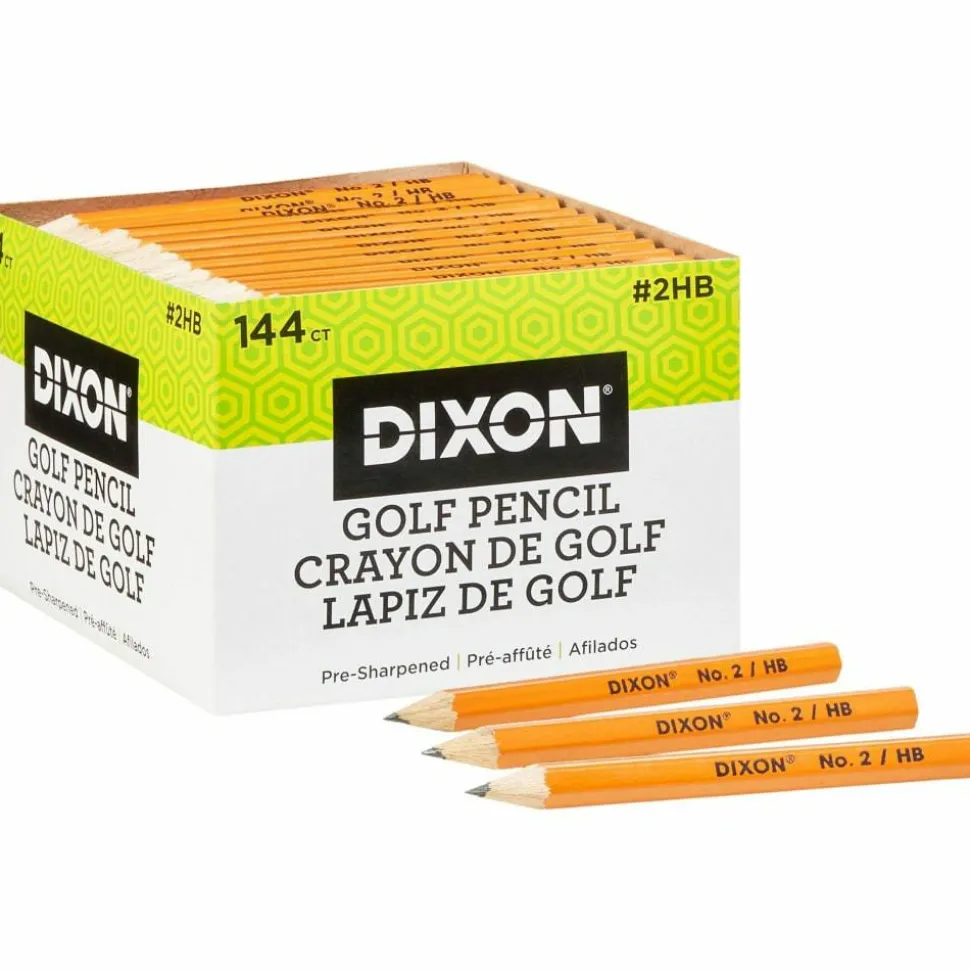 Dixon Presharpened Golf Pencils, Presharpened, #2 Lead, Soft, Pack of 144