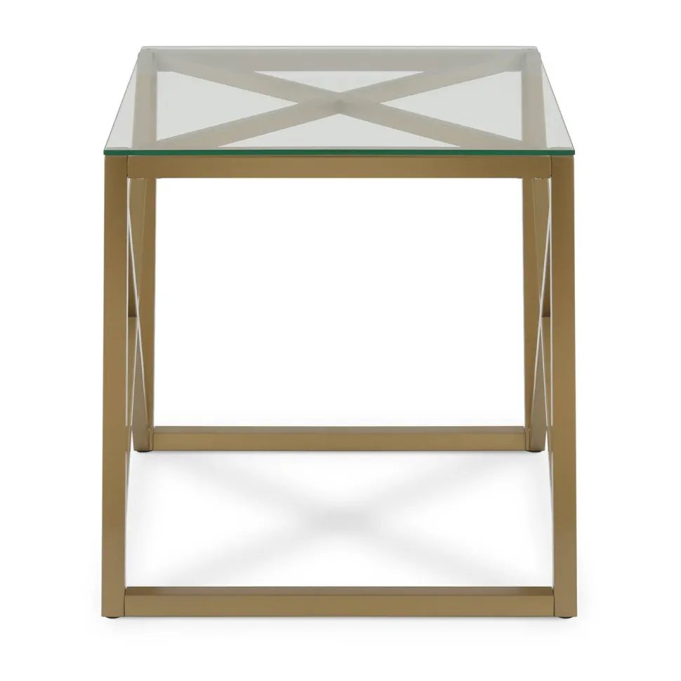 Dixon 20" Wide Square Side Table in Brass