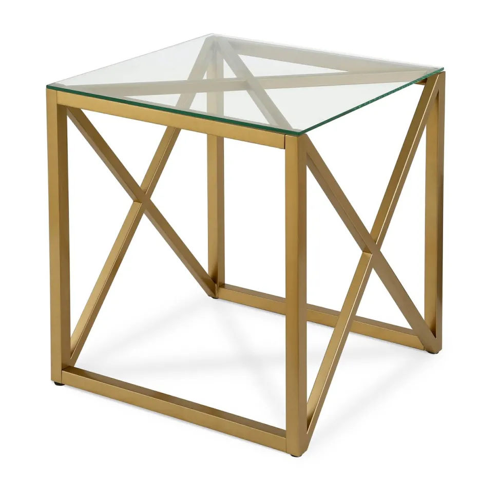 Dixon 20" Wide Square Side Table in Brass