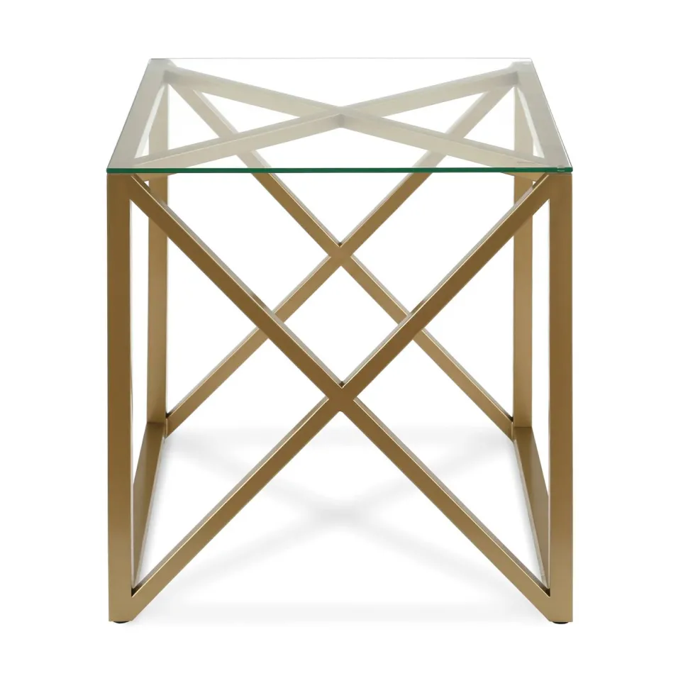 Dixon 20" Wide Square Side Table in Brass