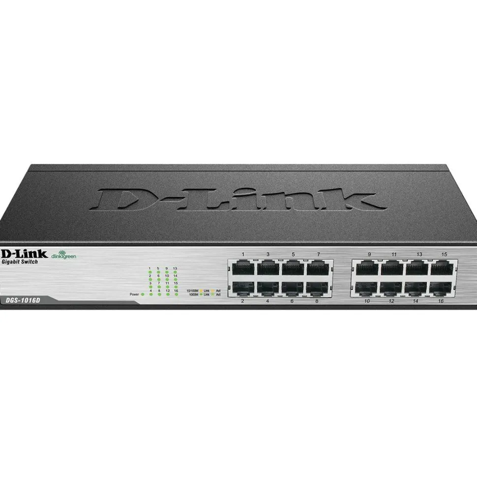 D-Link DGS-1016D 16-Port Gigabit Unmanaged Metal Desktop or Rackmount Switch