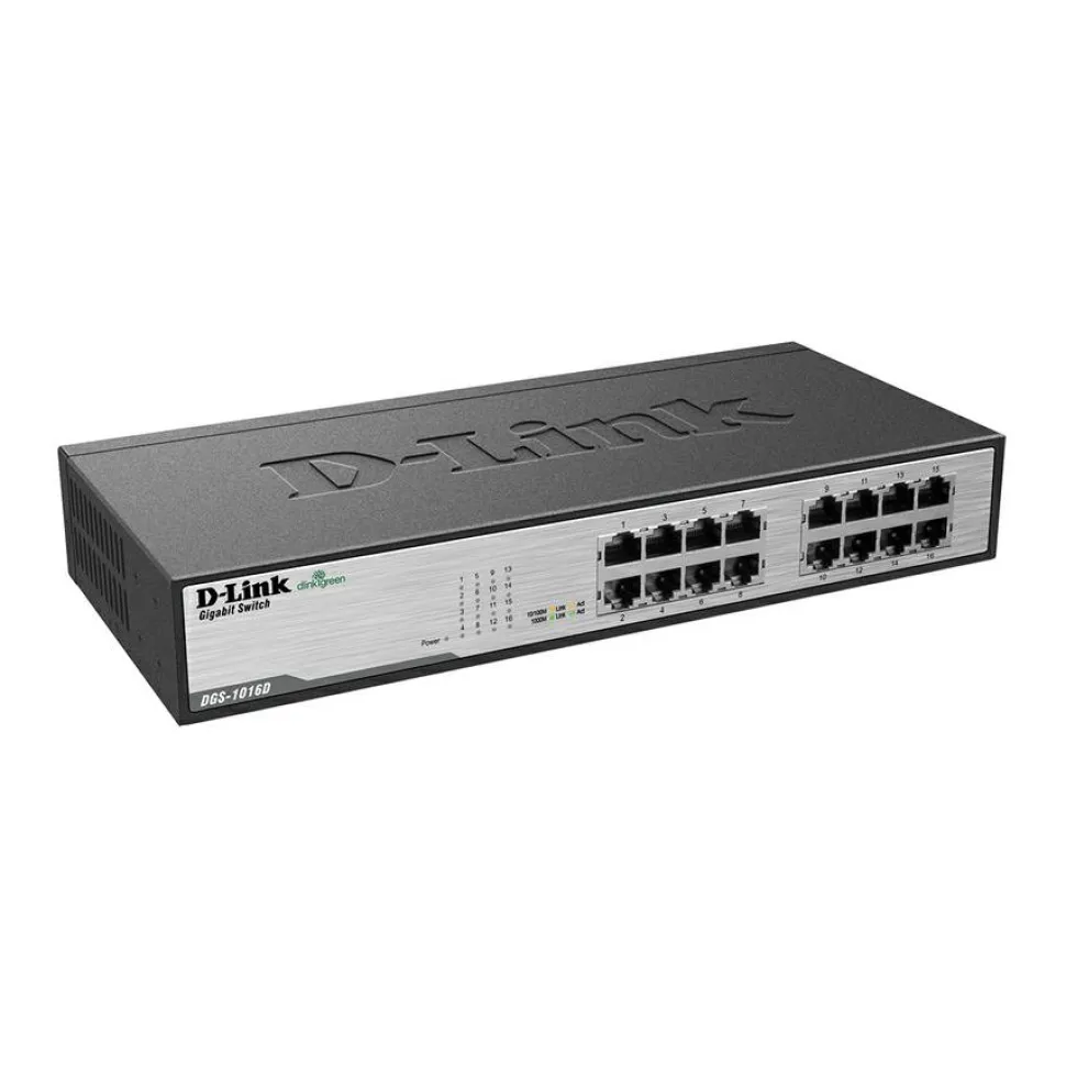 D-Link DGS-1016D 16-Port Gigabit Unmanaged Metal Desktop or Rackmount Switch