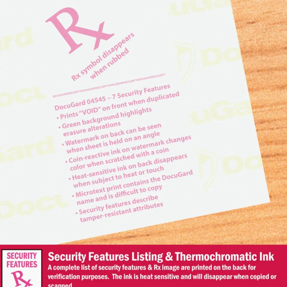 DocuGard Advanced Medical Security Paper - Letter - 8 1/2" x 11" - 24 lb Basis Weight - Tamper Resistant, Watermarked, CMS Approved - Blue - 500 / Ream