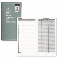 Dome Auto Mileage Log, Card Stock Cover, 3 1/4