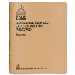 Dome Simplified Monthly Bookkeeping Record, 4 Column Format, Tan Cover, 11 x 8.5 Sheets, 128 Sheets/Book