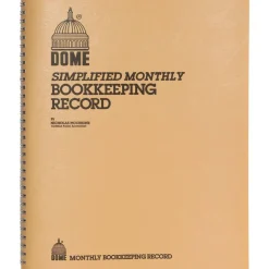 Dome Simplified Monthly Bookkeeping Record, 4 Column Format, Tan Cover, 11 x 8.5 Sheets, 128 Sheets/Book