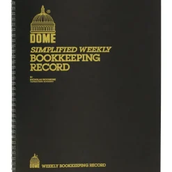 Dome Simplified Weekly Bookkeeping Record, 4 Column Format, Brown Cover, 11 x 8.5 Sheets, 128 Sheets/Book