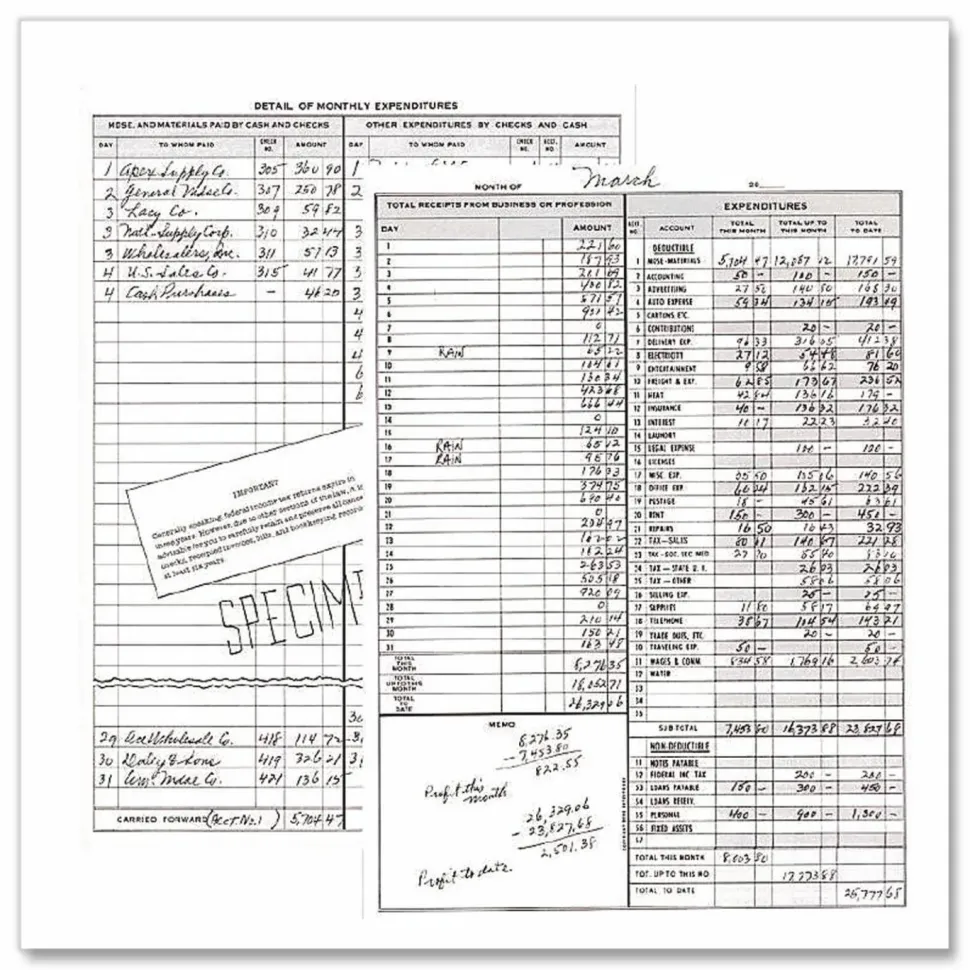 Dome Simplified Weekly Bookkeeping Record, 4 Column Format, Brown Cover, 11 x 8.5 Sheets, 128 Sheets/Book