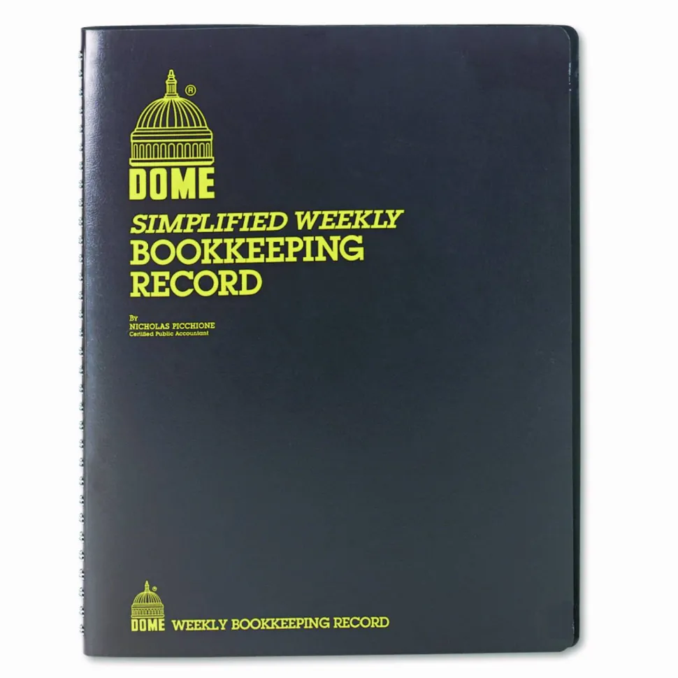 Dome Simplified Weekly Bookkeeping Record, 4 Column Format, Brown Cover, 11 x 8.5 Sheets, 128 Sheets/Book