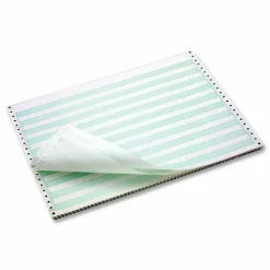 Domtar Continuous Feed Computer Paper, 1-Part, 18 lb Bond Weight, 11 x 14.88, White/Green Bar, 3,000/Carton