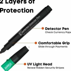 Dri-Mark Dual-Test Counterfeit Detection Pen With UV LED Light, Black