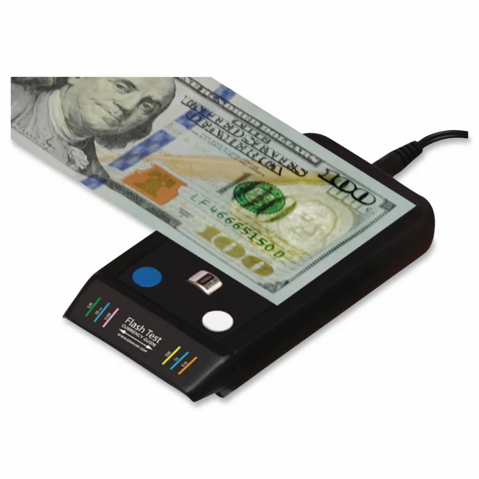 Dri-Mark FlashTest Counterfeit Detector for USD, 3 Detection Methods, 2.5" x 4.5" x 0.8", Black