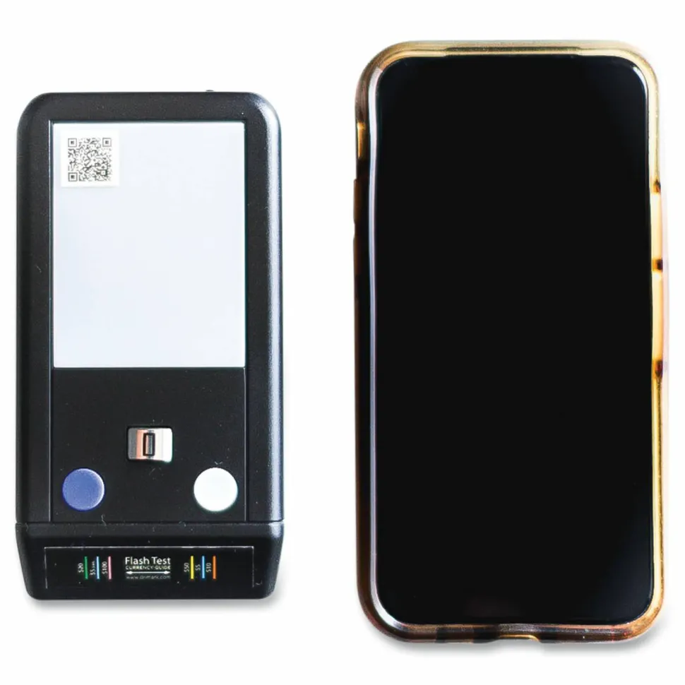 Dri-Mark FlashTest Counterfeit Detector for USD, 3 Detection Methods, 2.5" x 4.5" x 0.8", Black