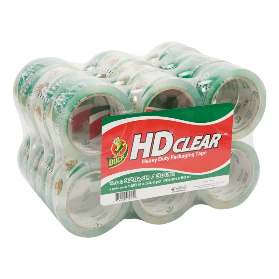 Duck HD Clear Heavy-Duty Packaging Tape, 1-7/8", Crystal Clear, Box Of 24 Rolls