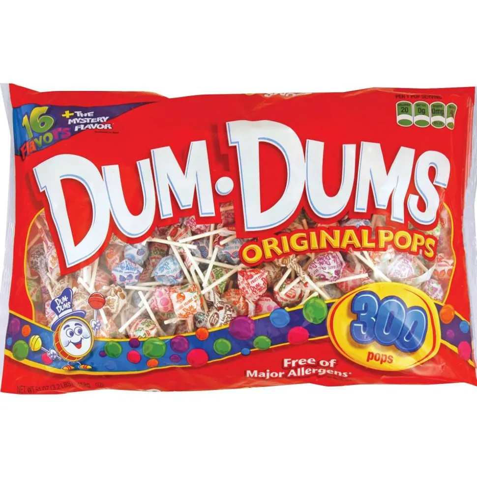 Dum-Dum-Pops, Assorted Flavors, Individually Wrapped, Pack Of 300