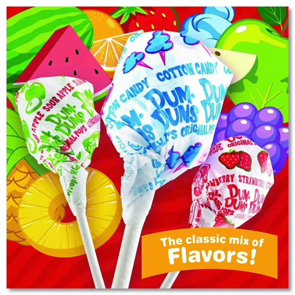 Dum-Dum-Pops, Assorted Flavors, Individually Wrapped, Pack Of 300