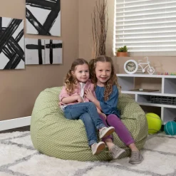 Duncan Oversized Green Dot Refillable Bean Bag Chair for All Ages
