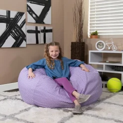 Duncan Oversized Lavender Dot Refillable Bean Bag Chair for All Ages