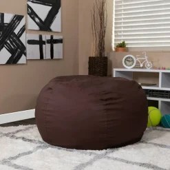 Duncan Oversized Solid Brown Refillable Bean Bag Chair for All Ages