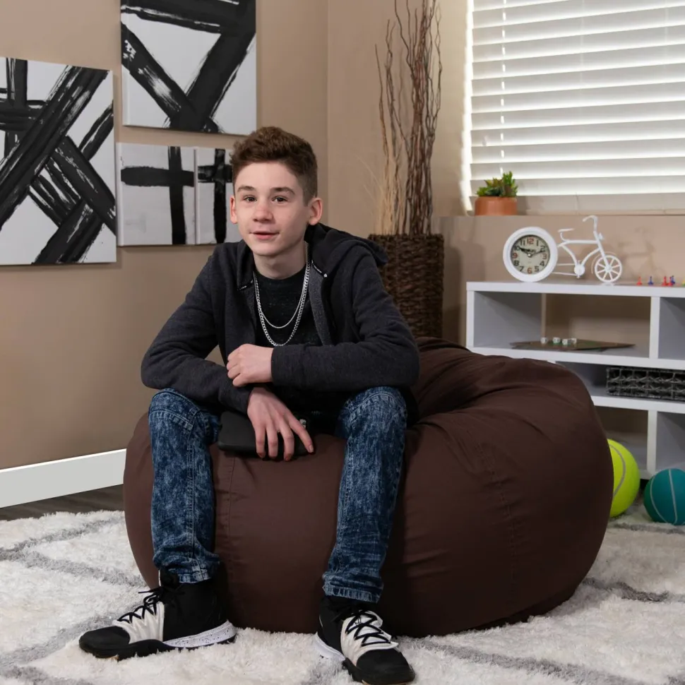 Duncan Oversized Solid Brown Refillable Bean Bag Chair for All Ages