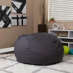 Duncan Oversized Solid Gray Refillable Bean Bag Chair for All Ages