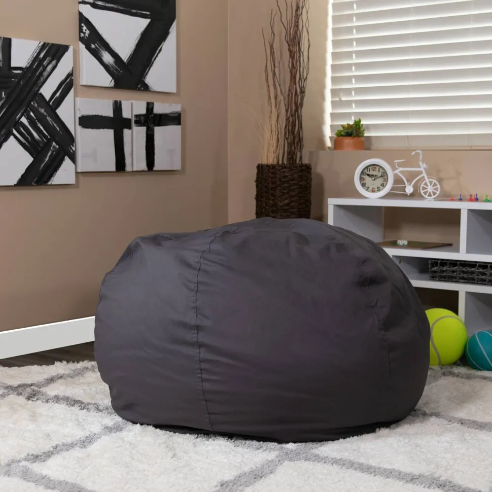 Duncan Oversized Solid Gray Refillable Bean Bag Chair for All Ages