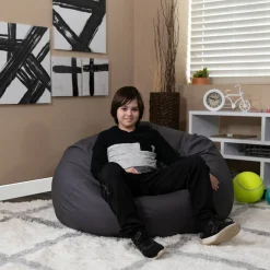 Duncan Oversized Solid Gray Refillable Bean Bag Chair for All Ages