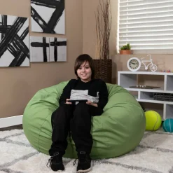 Duncan Oversized Solid Green Refillable Bean Bag Chair for All Ages