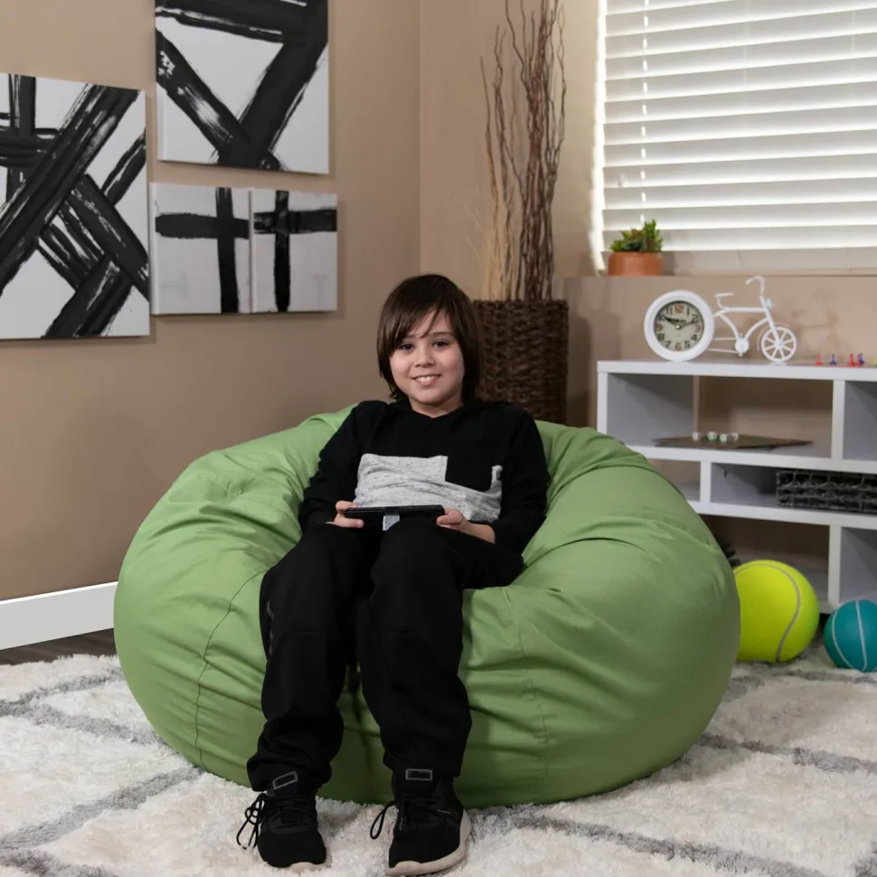 Duncan Oversized Solid Green Refillable Bean Bag Chair for All Ages
