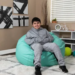 Duncan Oversized Solid Mint Green Refillable Bean Bag Chair for All Ages