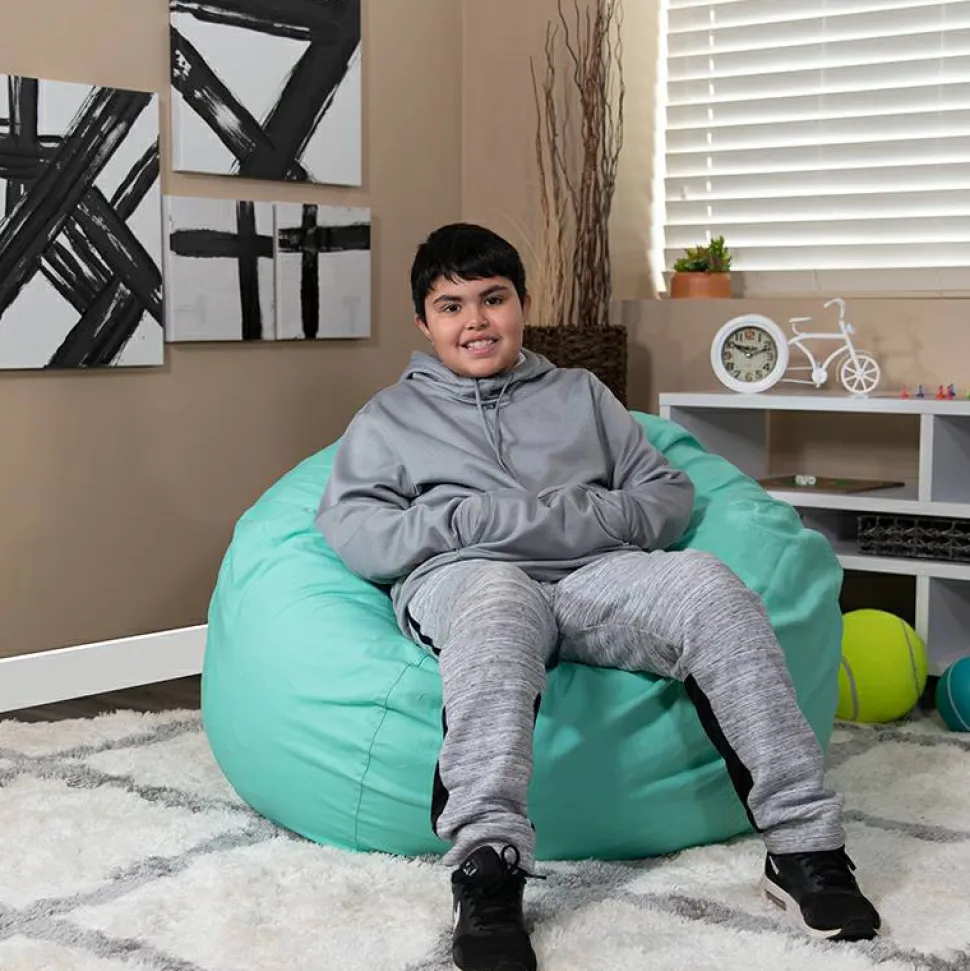 Duncan Oversized Solid Mint Green Refillable Bean Bag Chair for All Ages