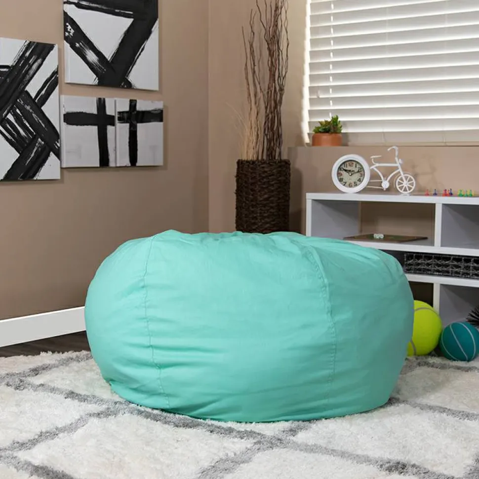 Duncan Oversized Solid Mint Green Refillable Bean Bag Chair for All Ages